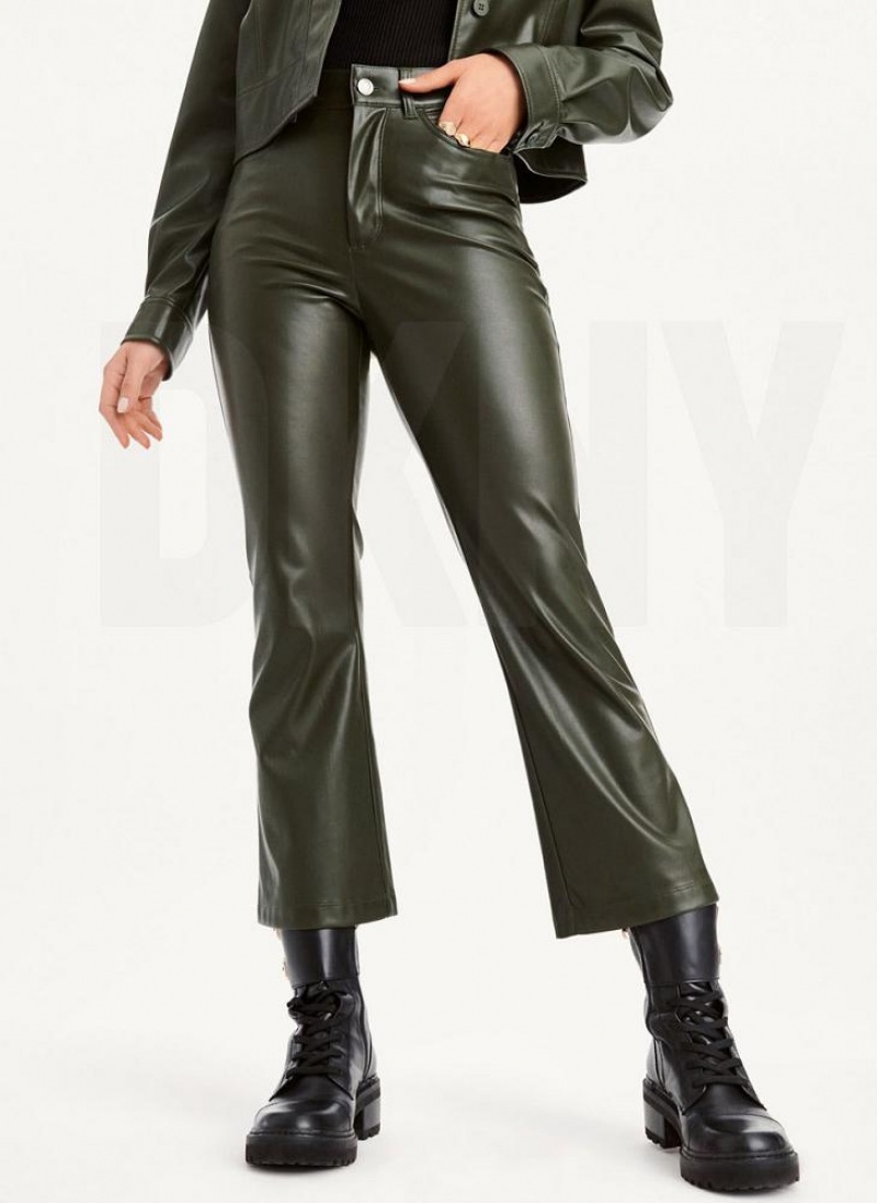 DKNY Faux-Leather Kick Flare Women\'s Pants Black | Ireland_D0757