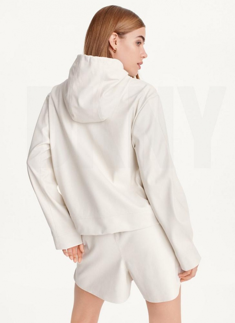 DKNY Faux Leather Women's Hoodies White | Ireland_D1644