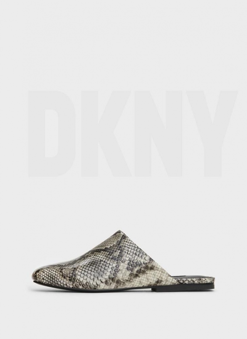 DKNY Flat Python Women\'s Slides Black / White | Ireland_D0213