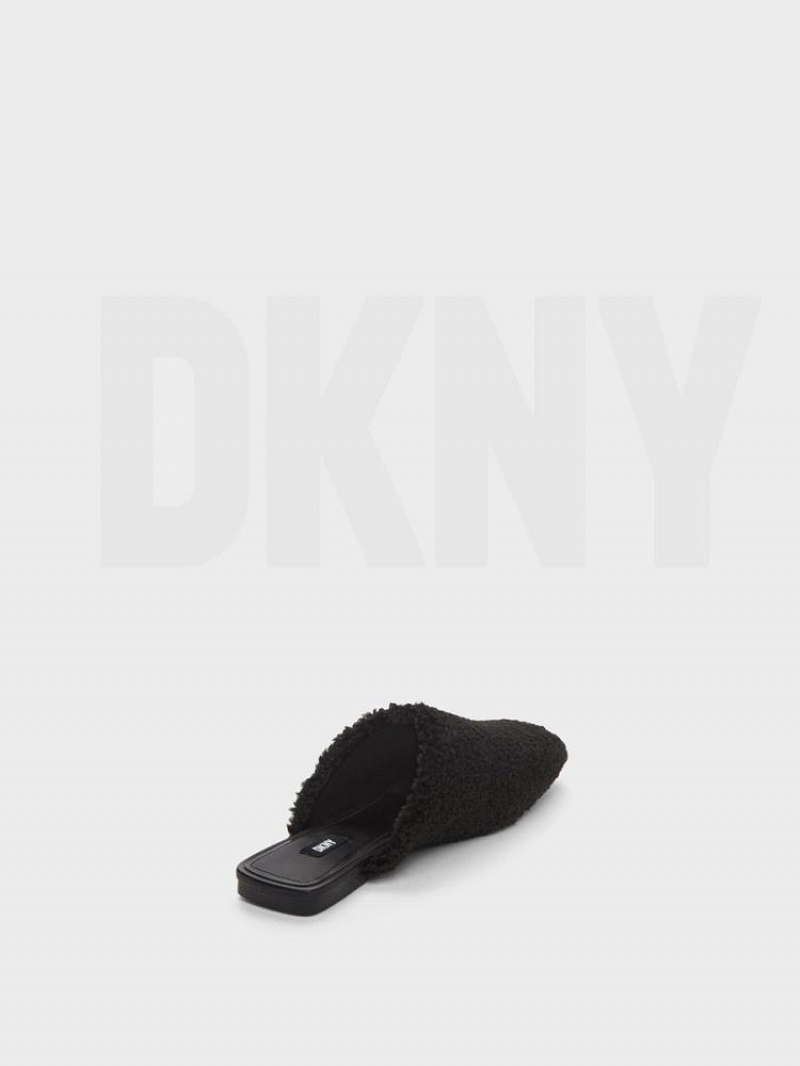 DKNY Flat Sherpa Women's Slides Black | Ireland_D1313