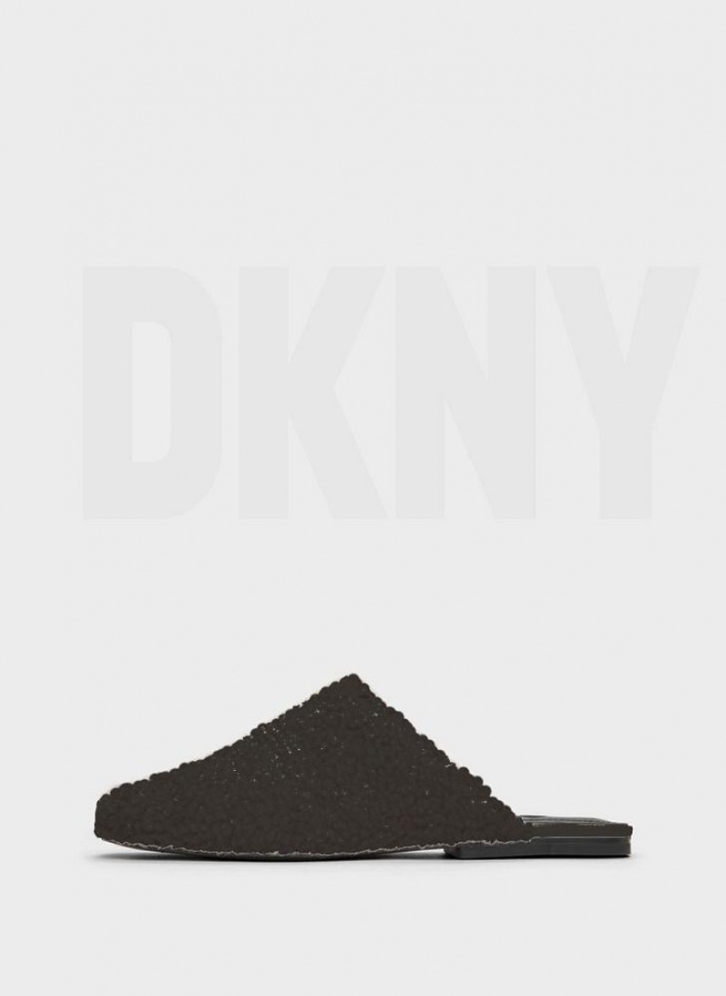 DKNY Flat Sherpa Women\'s Slides Black | Ireland_D1313