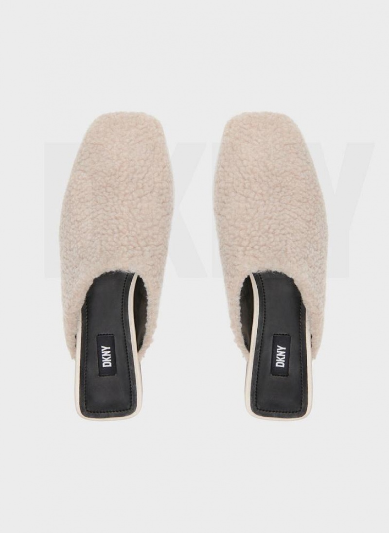 DKNY Flat Sherpa Women's Slides White | Ireland_D1236