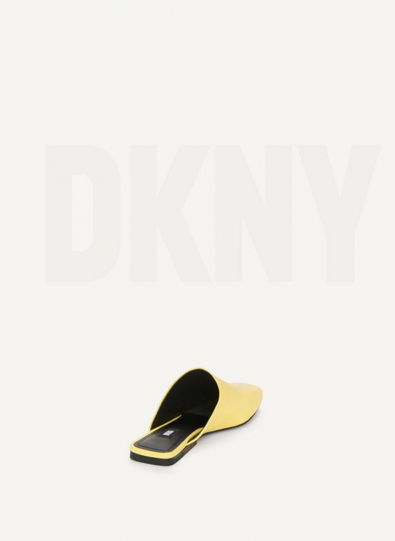 DKNY Flat Women's Slides Lemon | Ireland_D0749