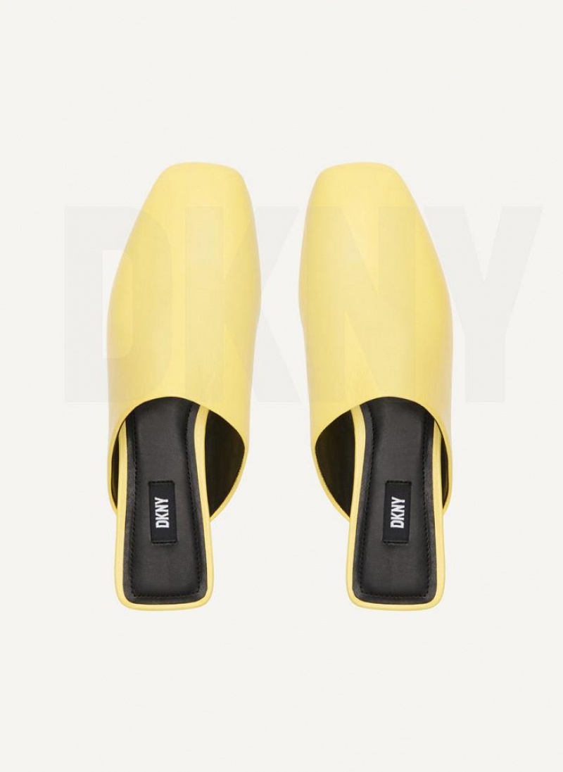 DKNY Flat Women's Slides Lemon | Ireland_D0749