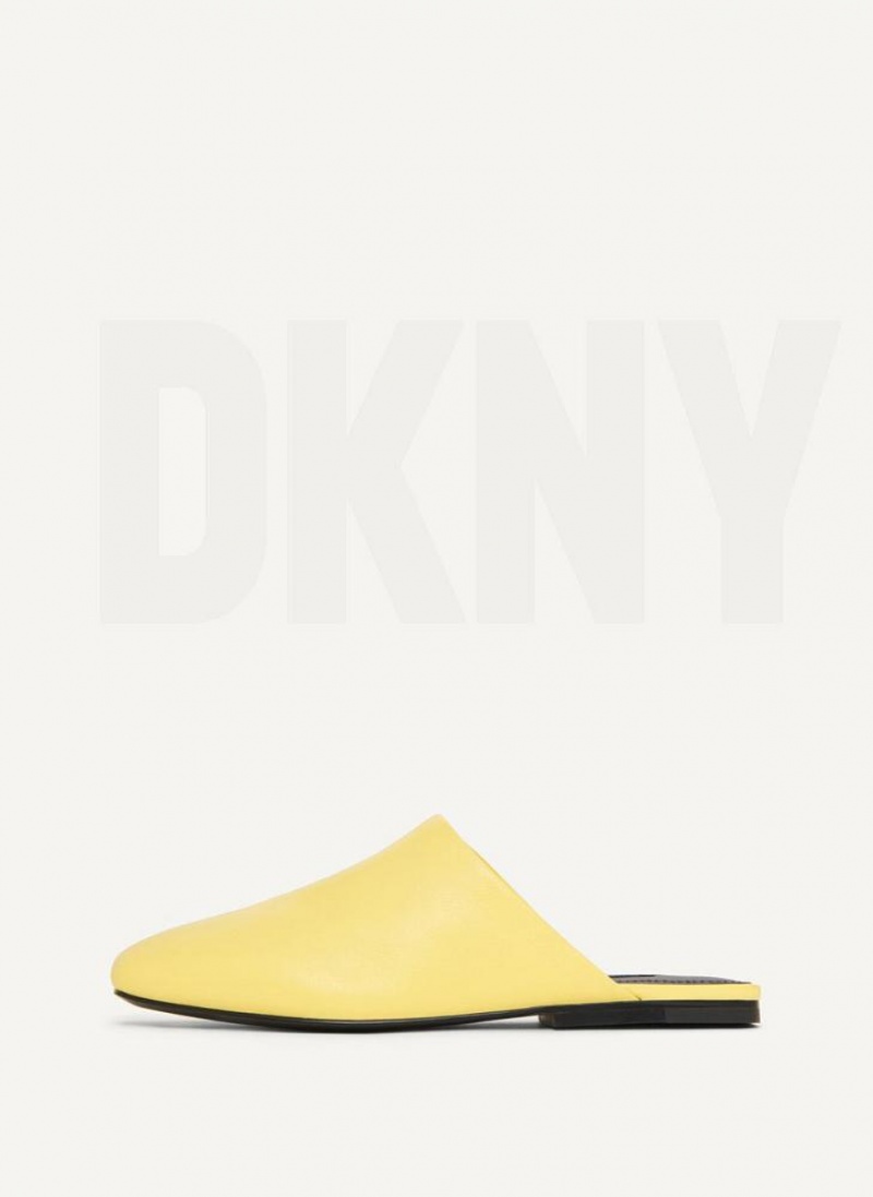 DKNY Flat Women\'s Slides Lemon | Ireland_D0749