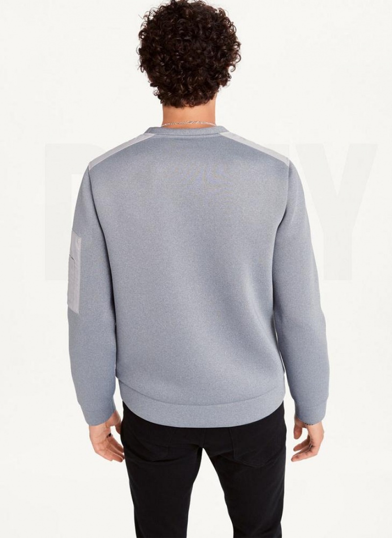 DKNY Foil Panel Crew Neck Men's Sweatshirts Silver | Ireland_D0870