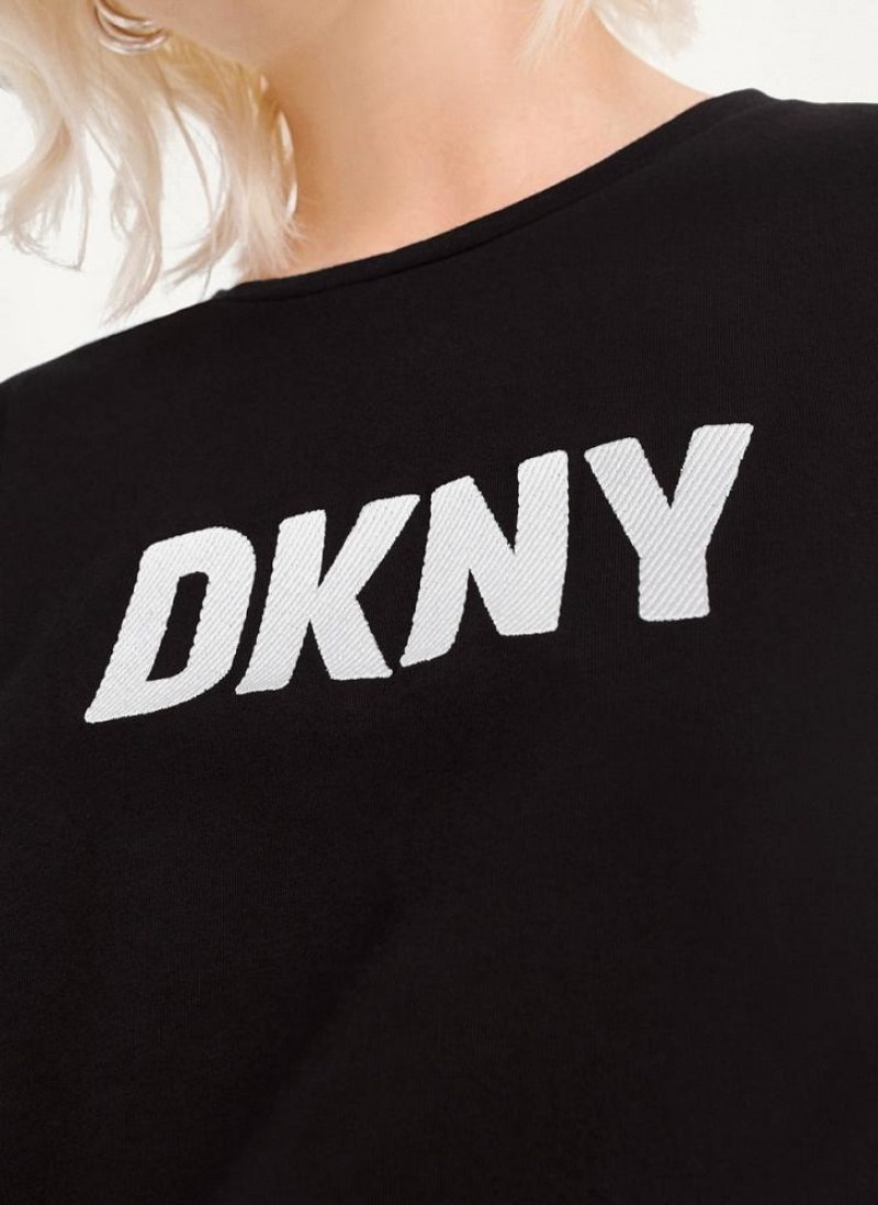 DKNY Foundation Logo Women's T Shirts Black | Ireland_D0669