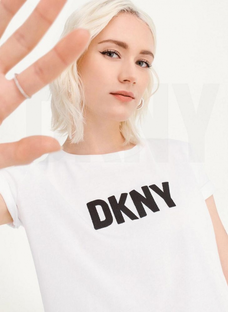 DKNY Foundation Logo Women's T Shirts White / Black | Ireland_D0787