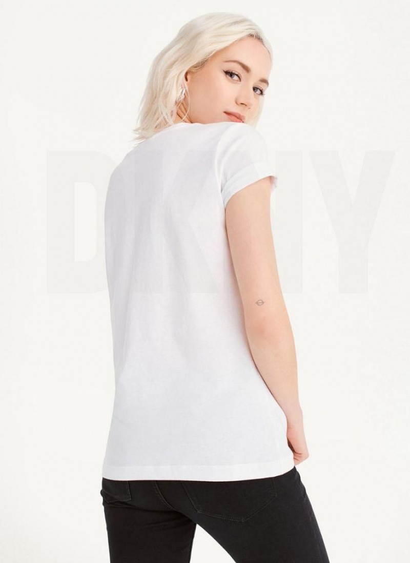 DKNY Foundation Logo Women's T Shirts White / Black | Ireland_D0787