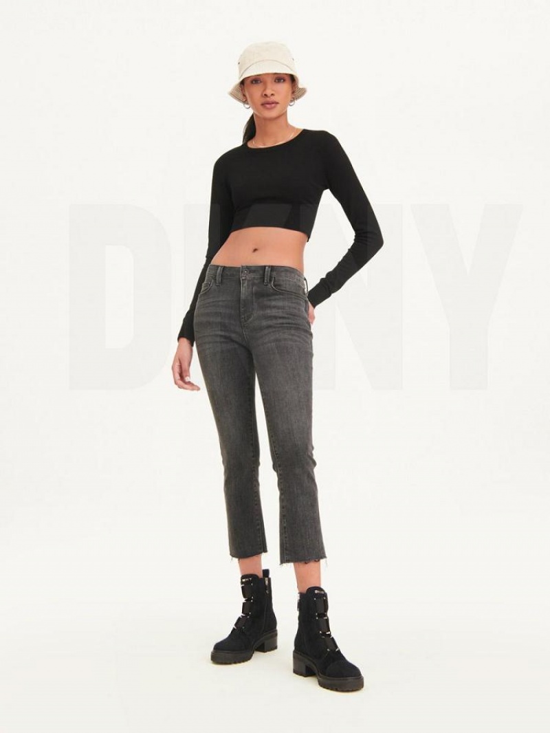 DKNY Foundation Slim Stright Crop With Raw Hem Women's Jeans Grey | Ireland_D1036