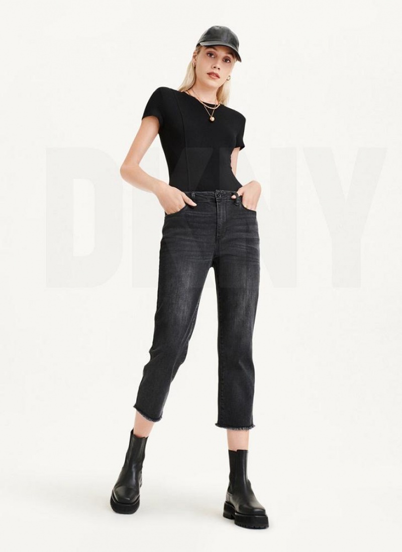 DKNY Foundation Slim Stright Crop With Raw Hem Women's Jeans Grey | Ireland_D1036