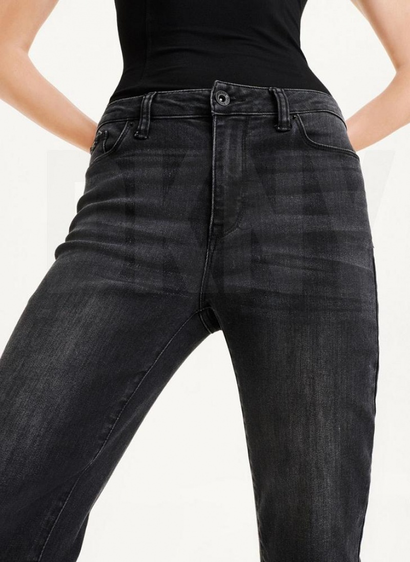 DKNY Foundation Slim Stright Crop With Raw Hem Women's Jeans Black | Ireland_D1438