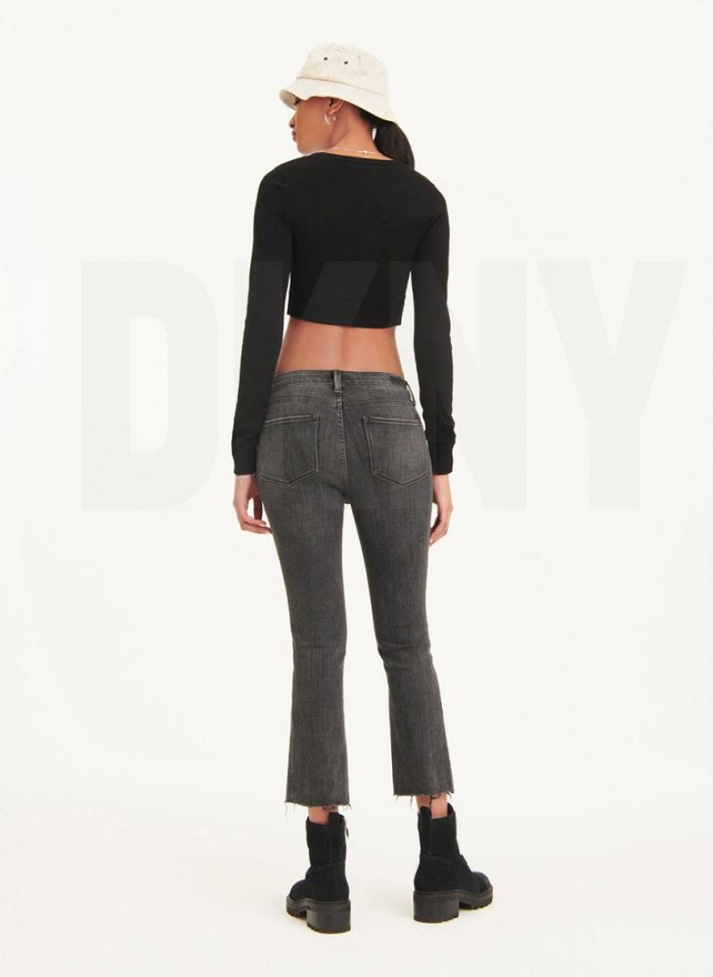 DKNY Foundation Slim Stright Crop With Raw Hem Women's Jeans Black | Ireland_D1438