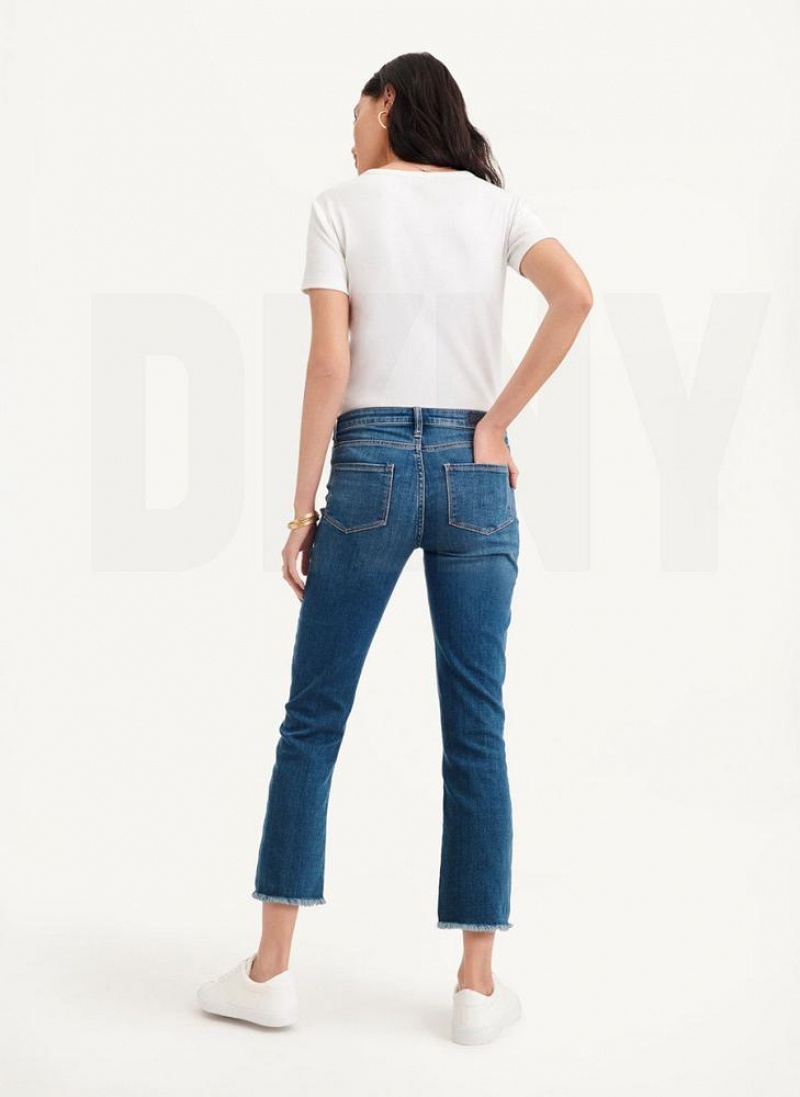 DKNY Foundation - Slim Stright Crop Women's Jeans Blue | Ireland_D0648