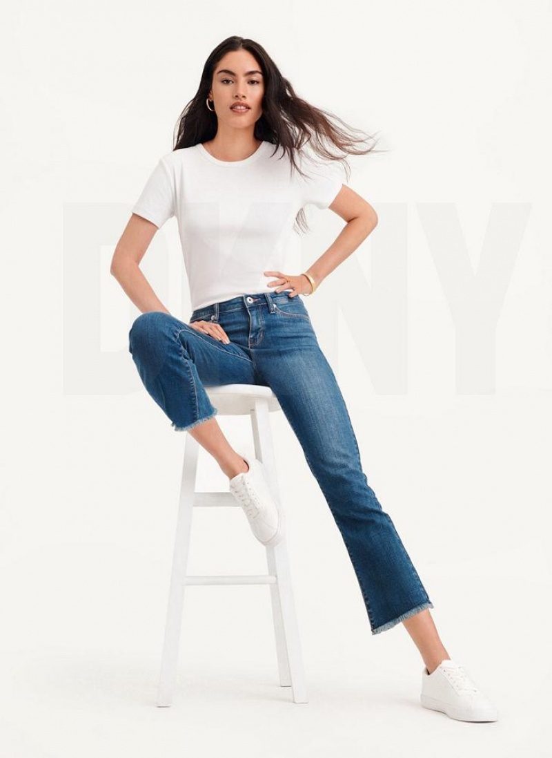 DKNY Foundation - Slim Stright Crop Women's Jeans Blue | Ireland_D0648