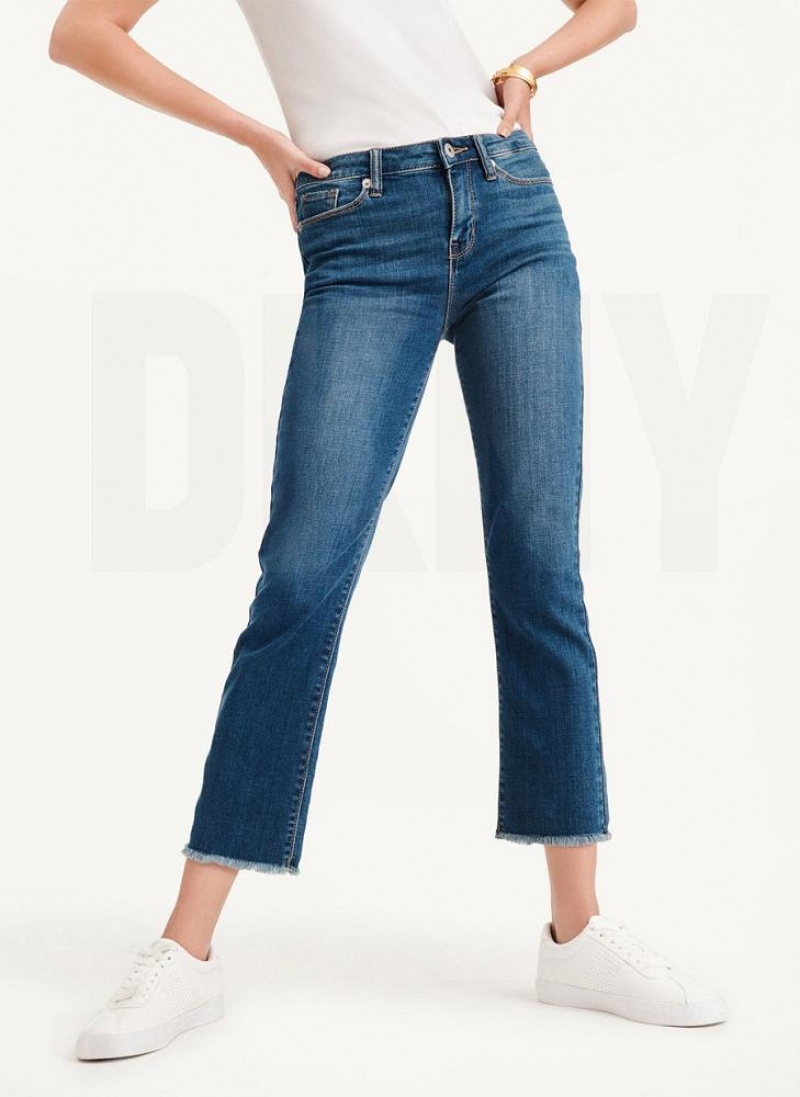 DKNY Foundation - Slim Stright Crop Women\'s Jeans Blue | Ireland_D0648