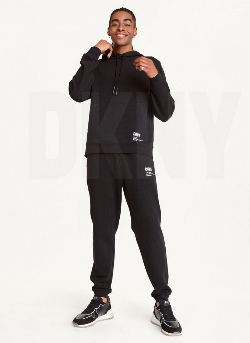 DKNY French Terry Men's Hoodies Black | Ireland_D0189