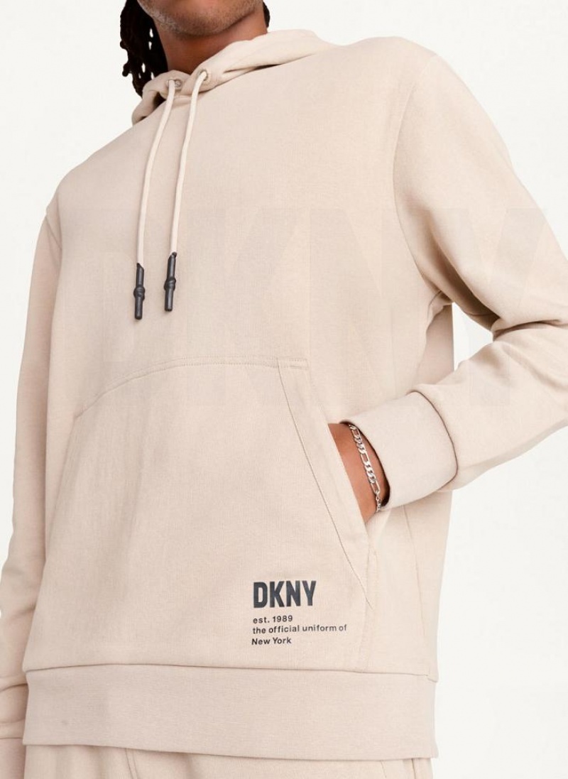 DKNY French Terry Men's Hoodies Khaki | Ireland_D0925