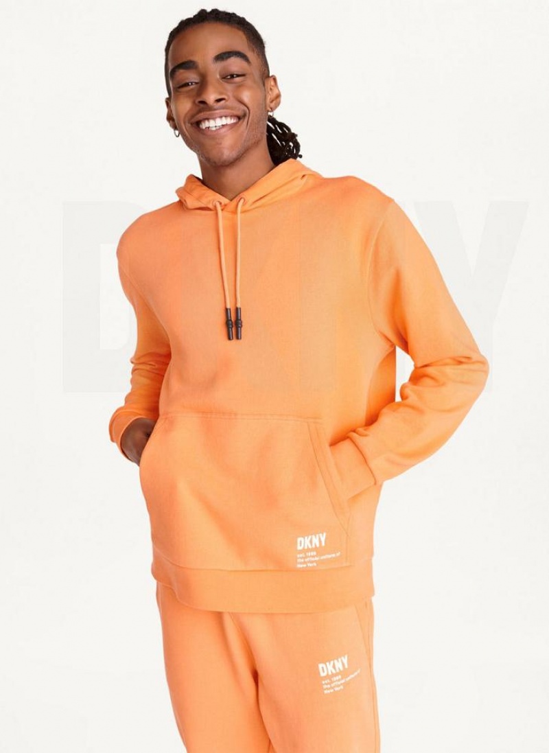 DKNY French Terry Men\'s Hoodies Orange | Ireland_D1007