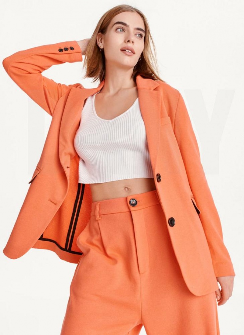 DKNY French Terry Soft Women\'s Blazers Orange | Ireland_D1032