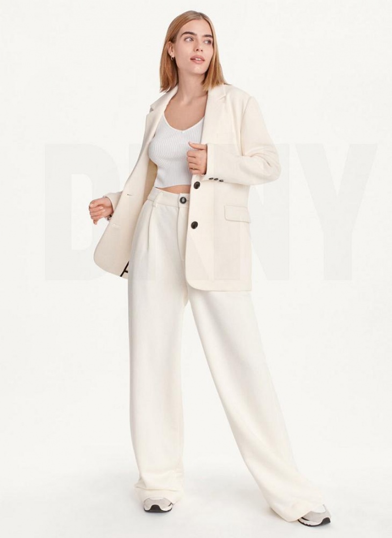 DKNY French Terry Soft Women's Blazers White | Ireland_D0897