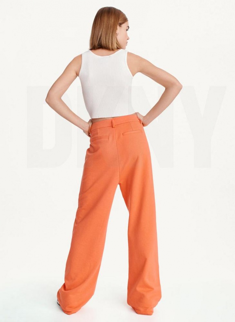 DKNY French Terry Wide Leg Women's Pants Orange | Ireland_D0553