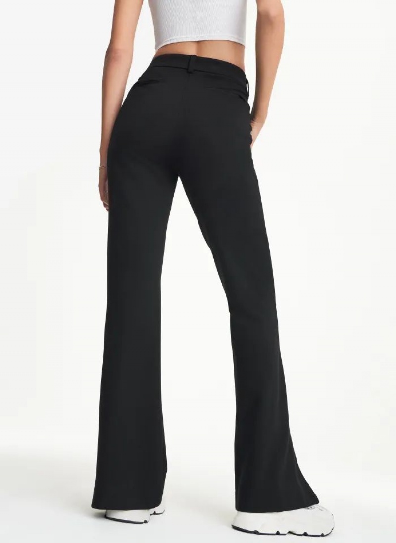 DKNY Front Slit Flare Leg Ponte Pant Women's Pants Black | Ireland_D0210