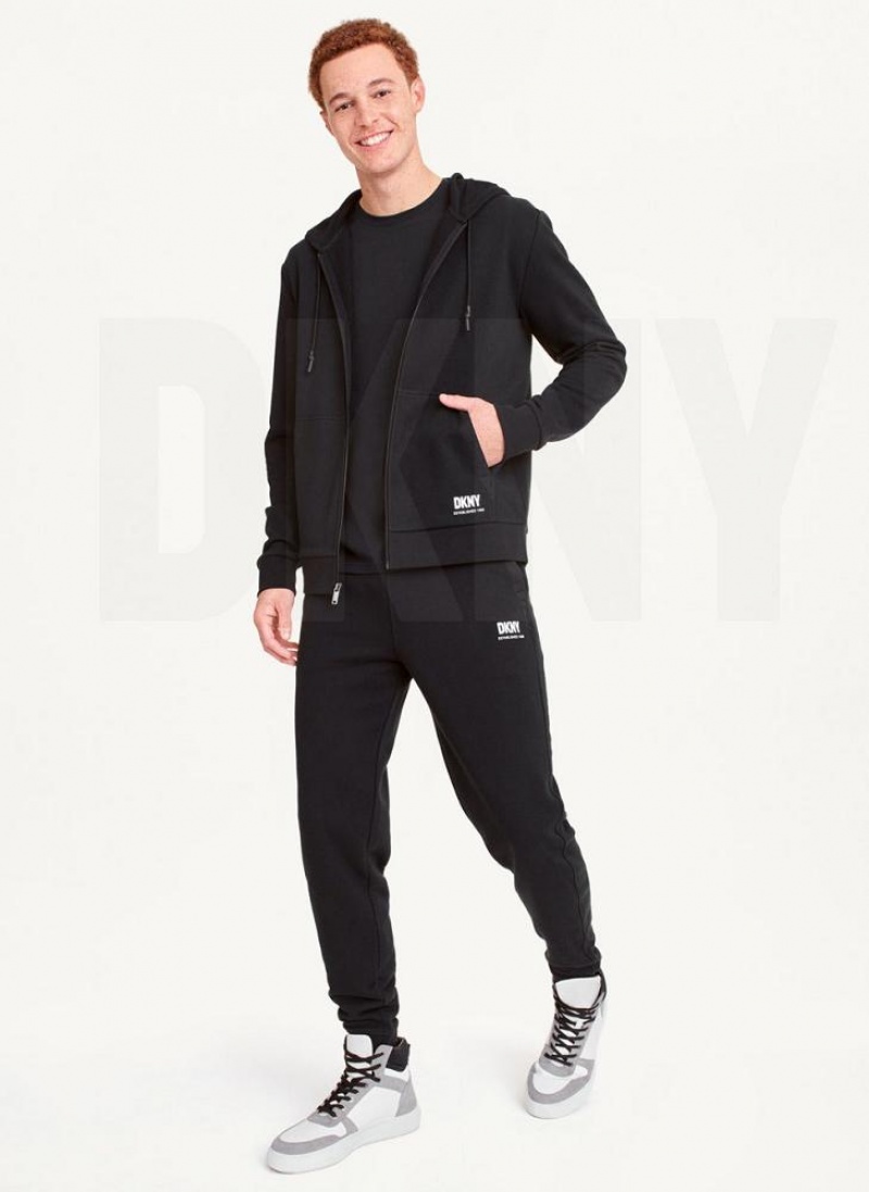 DKNY Full-Zip Men's Hoodies Black | Ireland_D0890