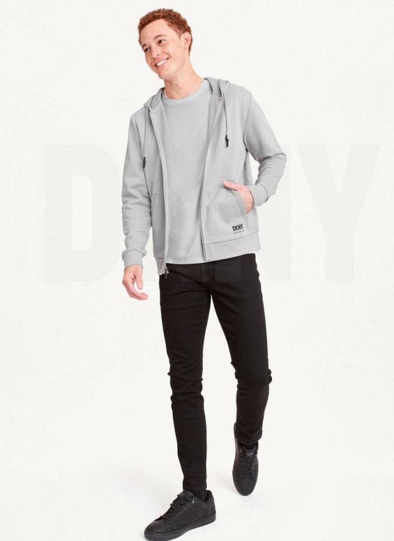 DKNY Full-Zip Men's Hoodies Grey | Ireland_D1789