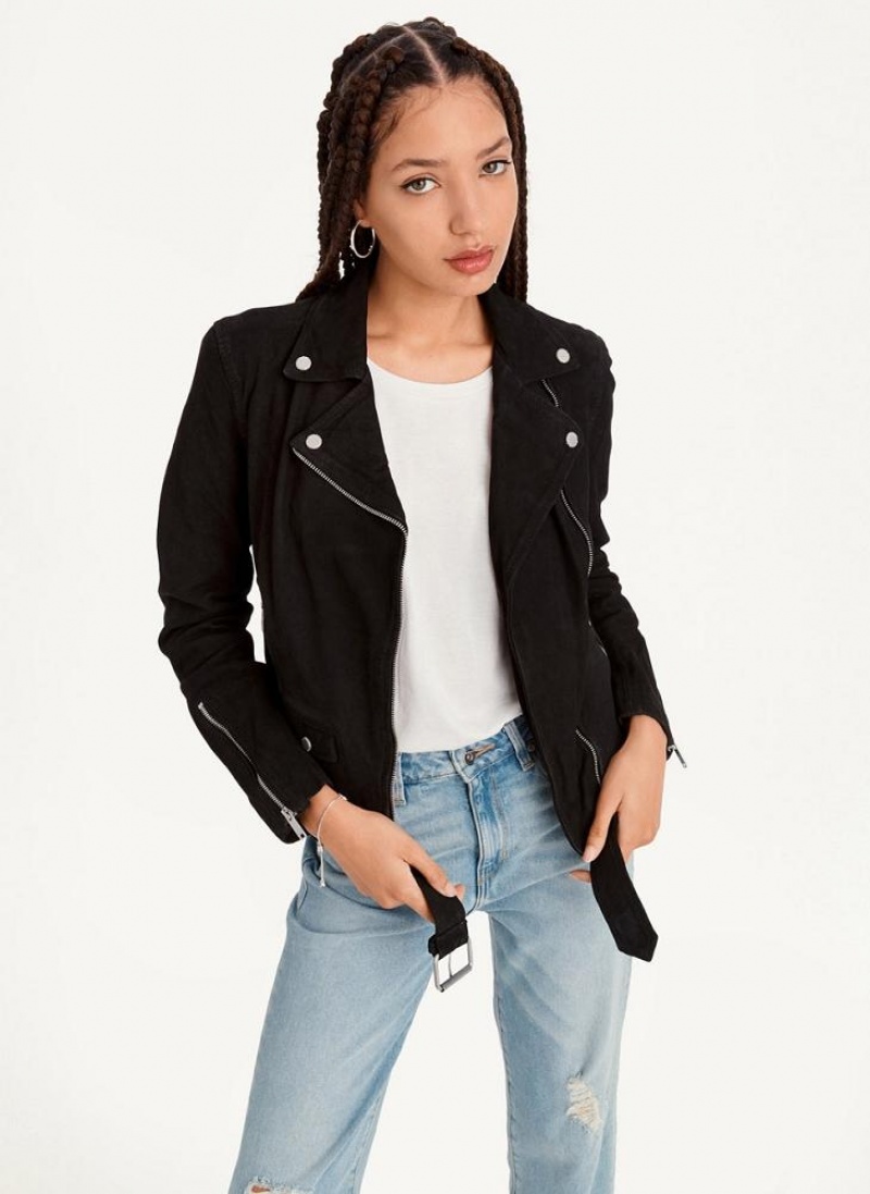 DKNY Garment Dyed Leather Women's Jackets Black | Ireland_D1964