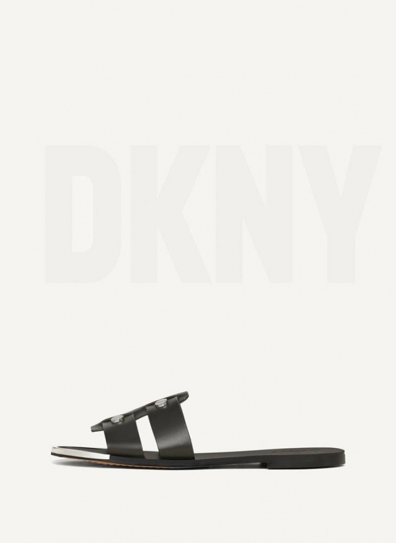 DKNY Glynn Flat Women\'s Slides Black | Ireland_D0979