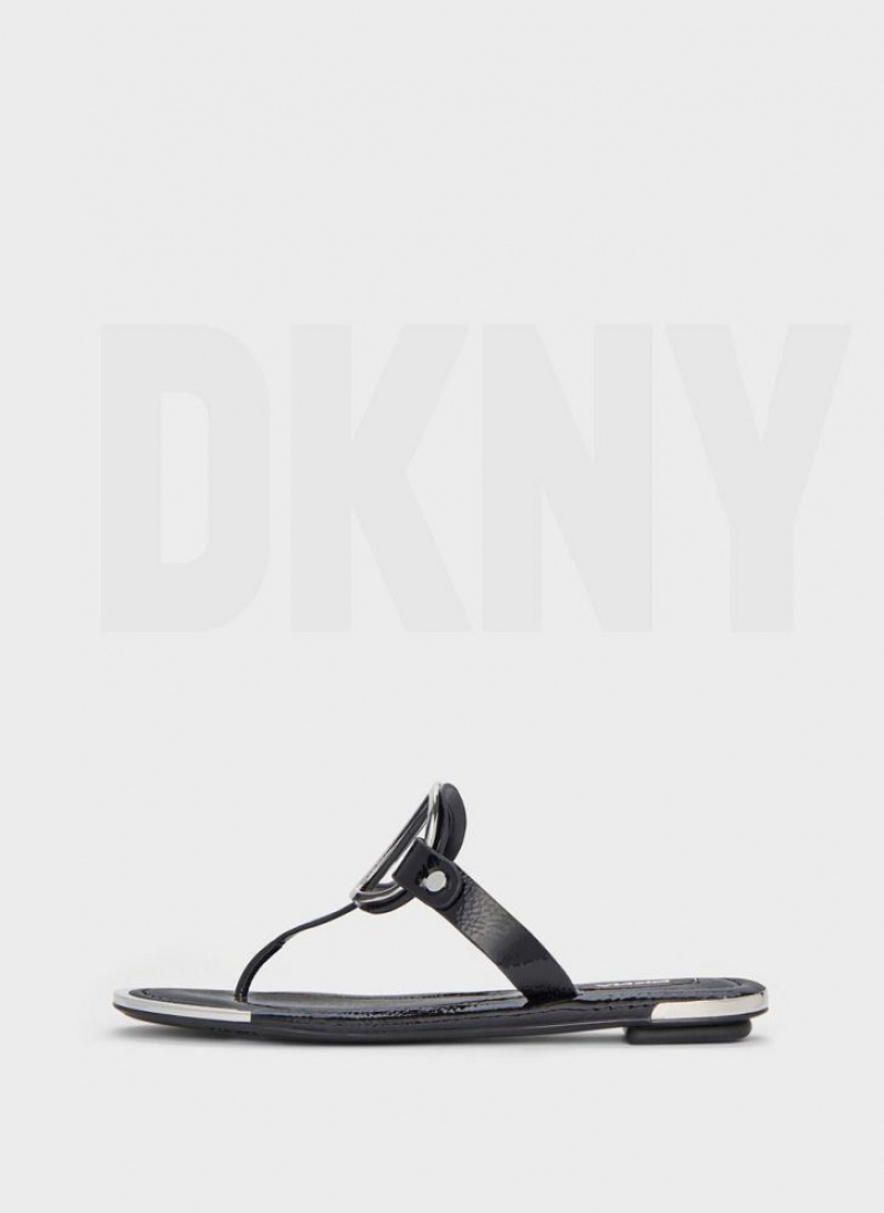 DKNY Hartford Women\'s Flip Flops Black | Ireland_D0175