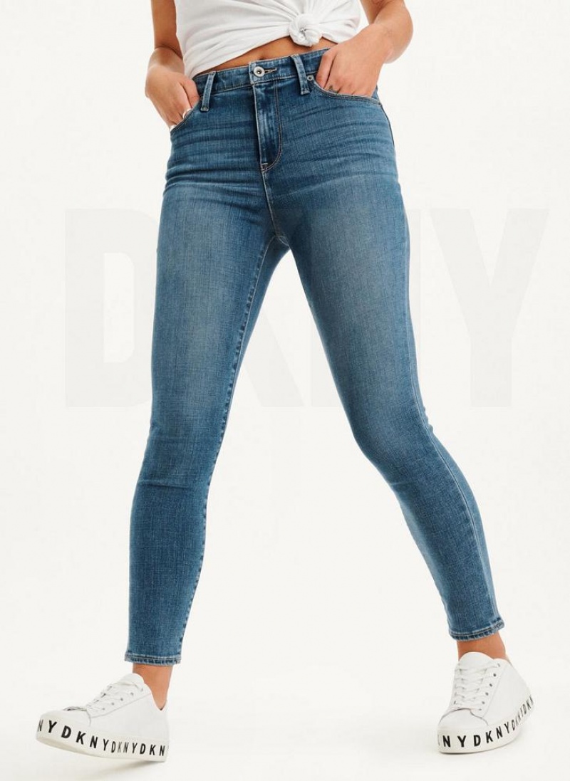 DKNY High Rise Skinny Women's Jeans Blue | Ireland_D1958