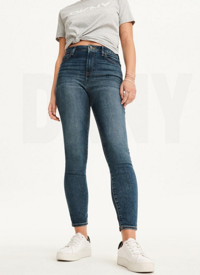 DKNY High Rise Skinny Women's Jeans Deep Indigo | Ireland_D0227