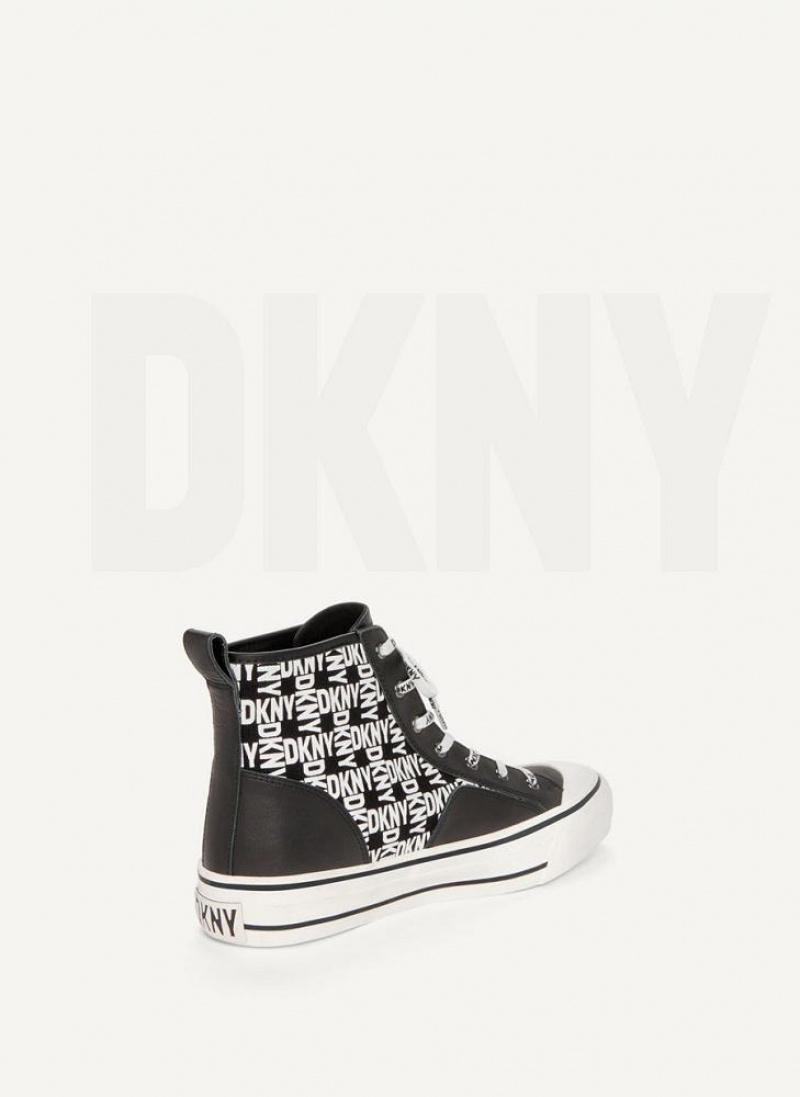 DKNY High Top Logo Women's Sneakers Black / White | Ireland_D1242