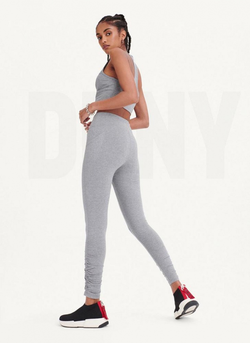 DKNY High Waist With Ruched Details Women's Leggings Grey | Ireland_D1410