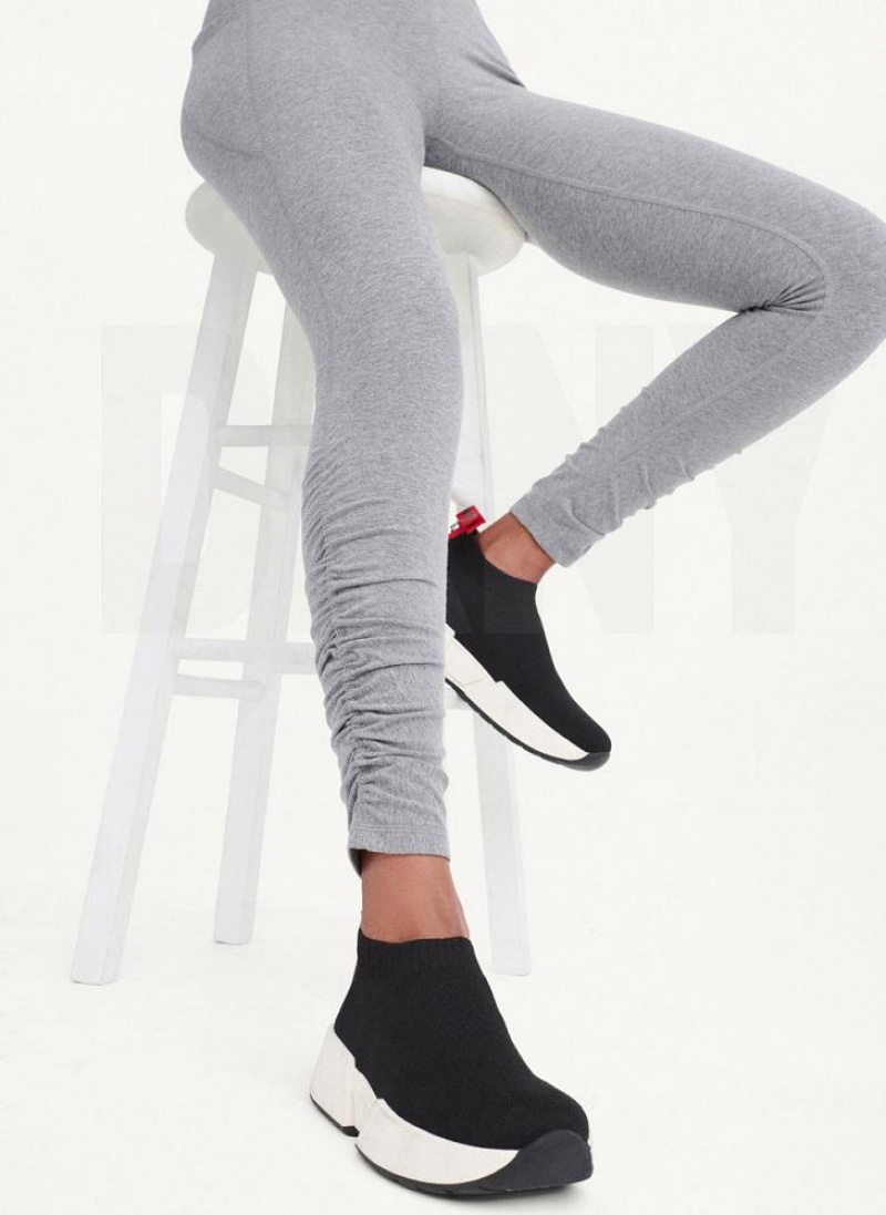 DKNY High Waist With Ruched Details Women's Leggings Grey | Ireland_D1410