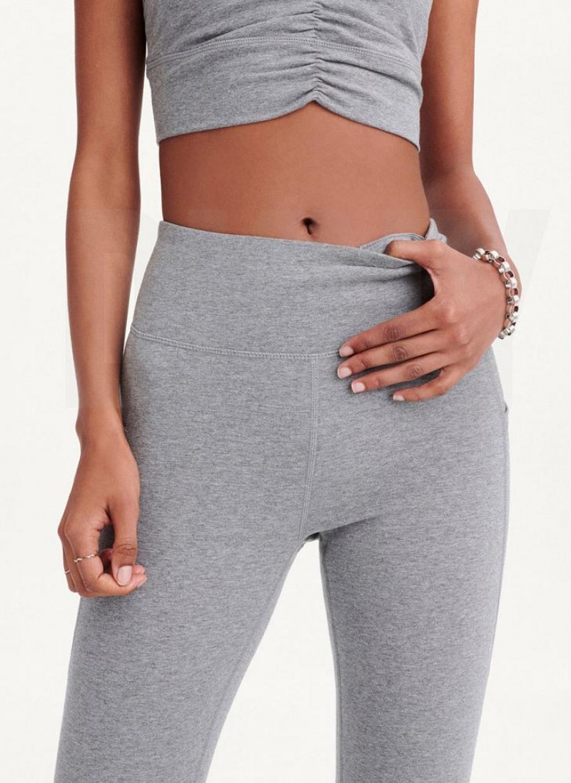 DKNY High Waist With Ruched Details Women's Leggings Grey | Ireland_D1410