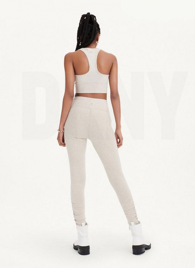 DKNY High Waist With Ruched Details Women's Leggings Beige | Ireland_D1164