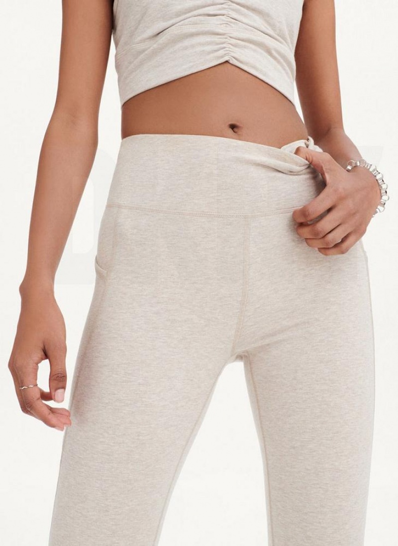 DKNY High Waist With Ruched Details Women's Leggings Beige | Ireland_D1164