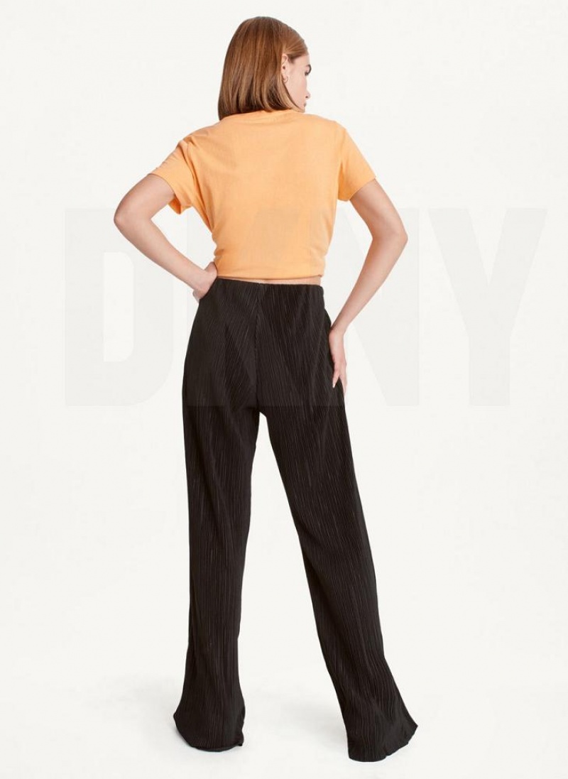 DKNY High Waisted Pleated Flare Women's Pants Black | Ireland_D1675