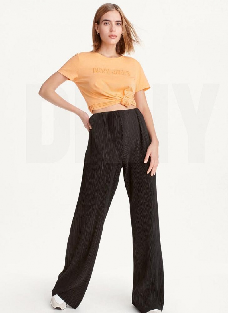 DKNY High Waisted Pleated Flare Women's Pants Black | Ireland_D1675