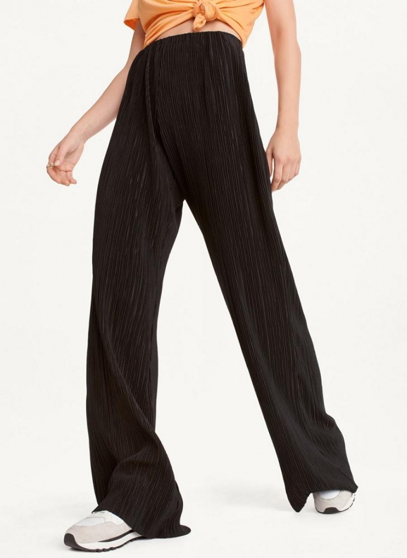 DKNY High Waisted Pleated Flare Women\'s Pants Black | Ireland_D1675