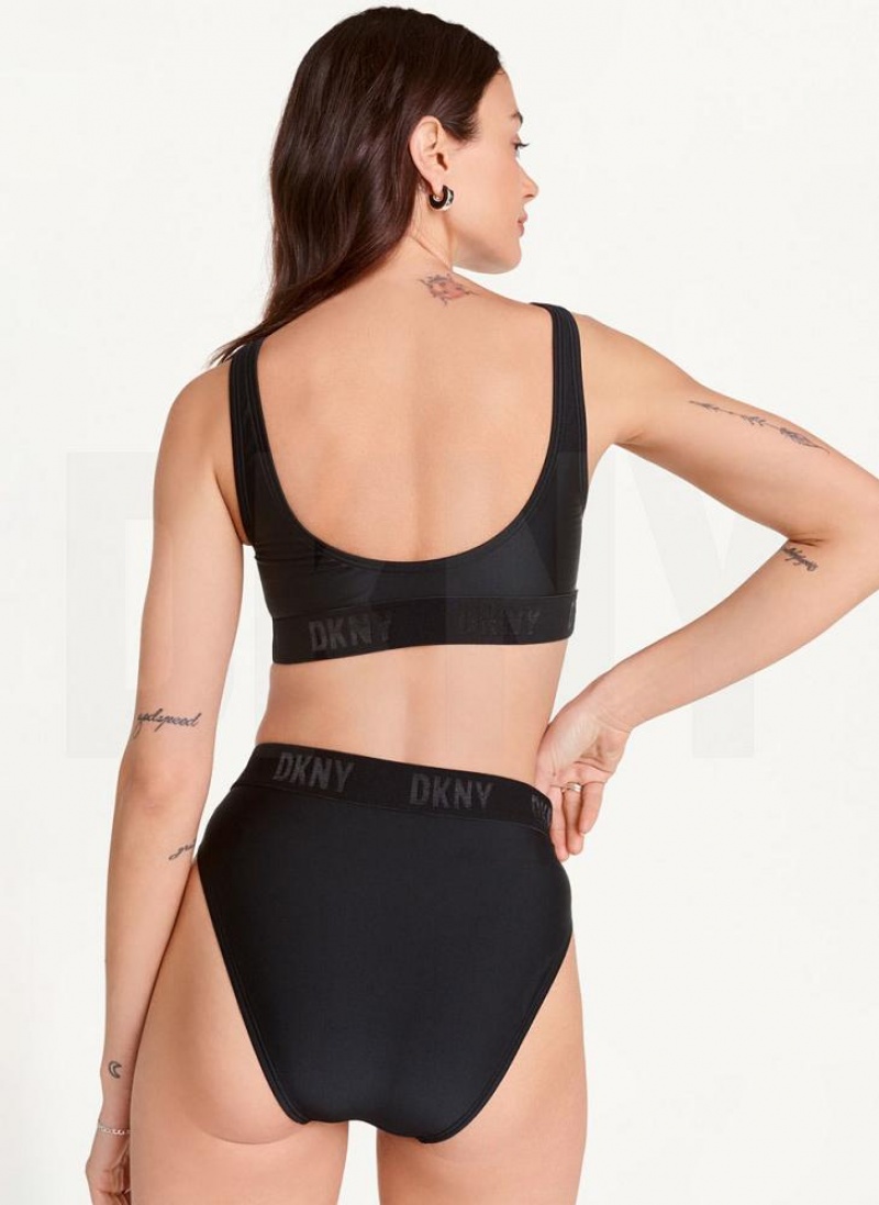 DKNY High Waisted Women's Bikini Bottom Black | Ireland_D0949