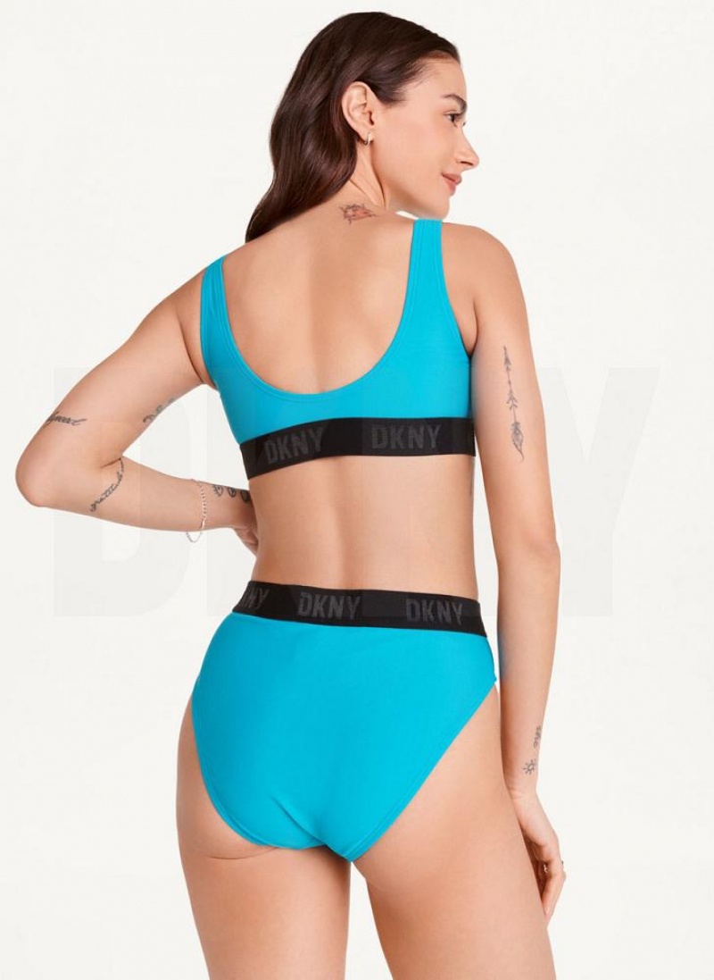 DKNY High Waisted Women's Bikini Bottom Blue | Ireland_D0980