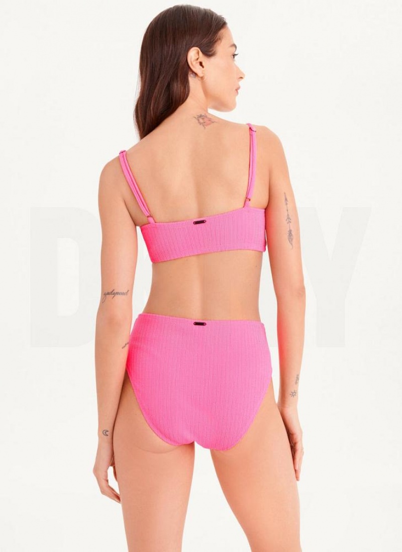 DKNY High Waisted Women's Bikini Bottom Pink | Ireland_D1511