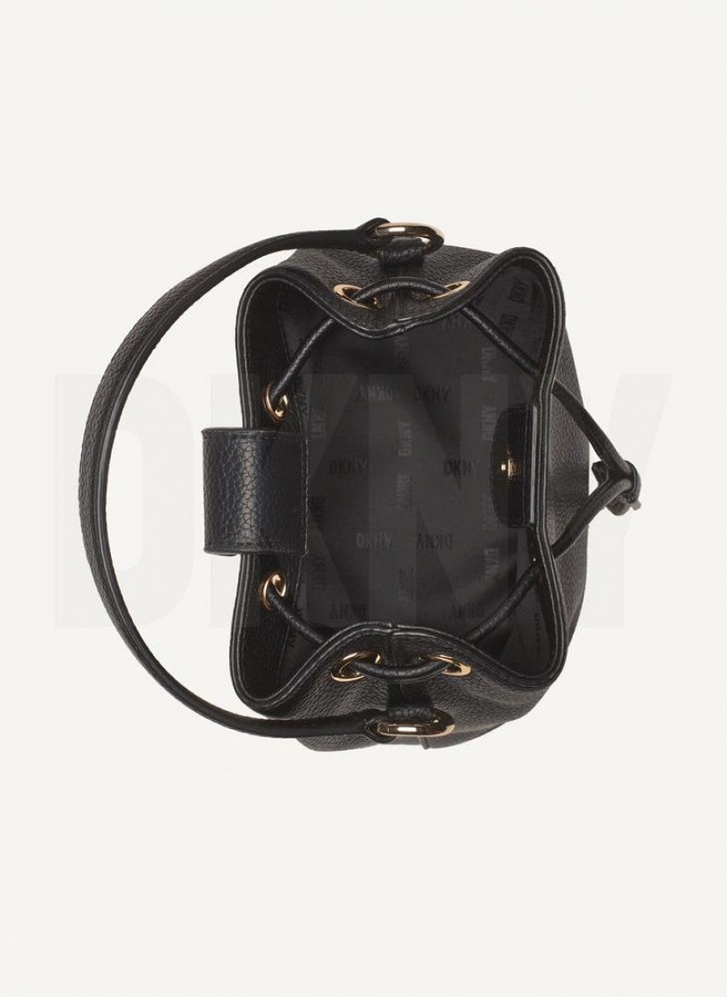 DKNY Inessa Bucket Women's Crossbody Bags Black / Gold | Ireland_D1664