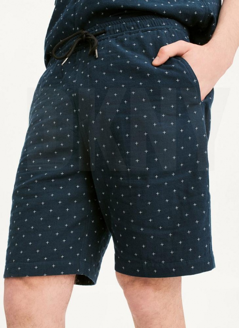 DKNY Jacquard Men\'s Shorts Navy | Ireland_D1380