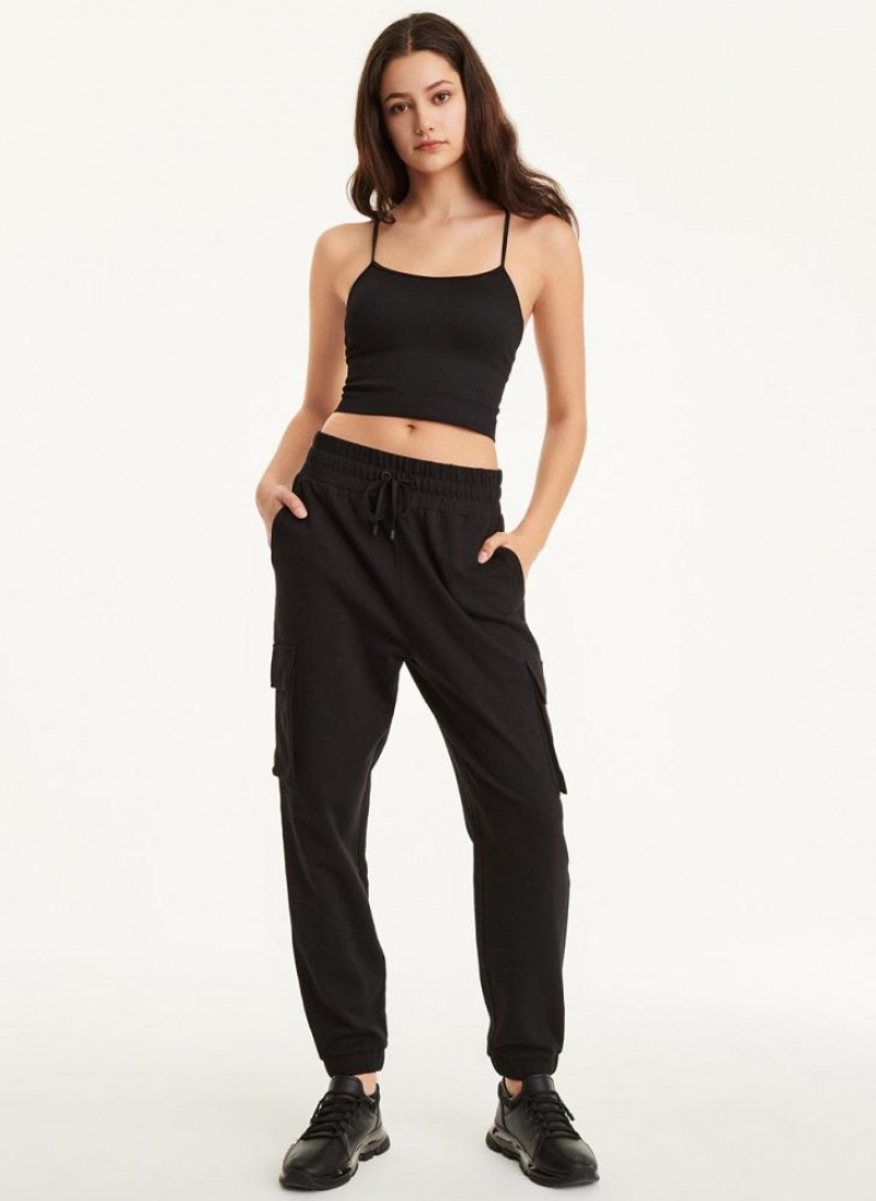 DKNY Jersey Cargo Women's Joggers Black | Ireland_D1426