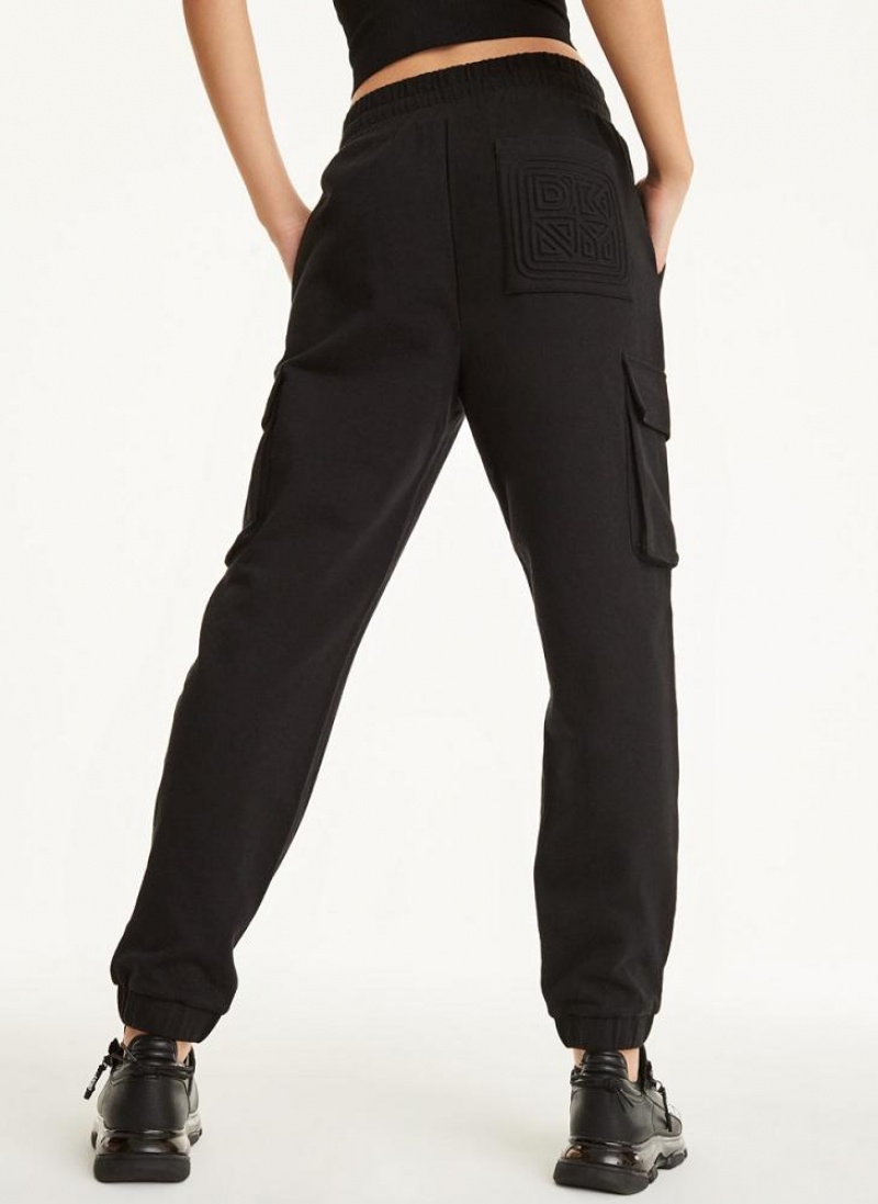 DKNY Jersey Cargo Women's Joggers Black | Ireland_D1426